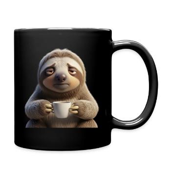 Paresseux fatigué drôle avec du café - Mug uni - noir - Droite