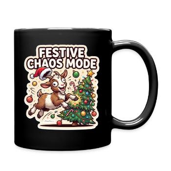Festive Chaos Fashion Goat Christmas - Full Colour Mug - black - Right