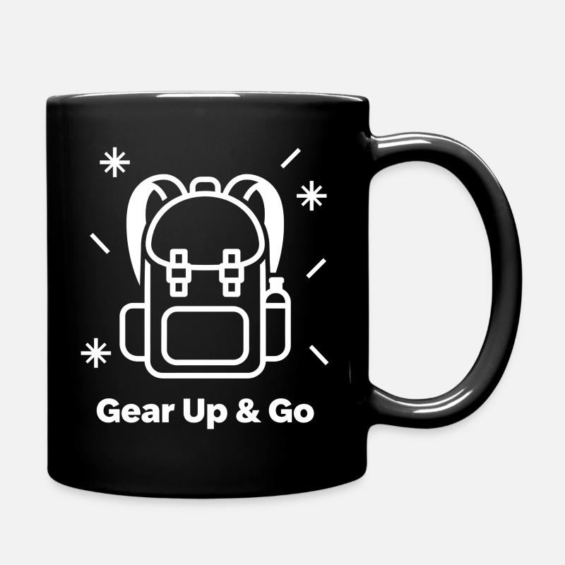 Gear Up Go Backpack Camping Hiking - Full Colour Mug - black