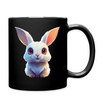 White cuddly bunny - Full Colour Mug - black - Right