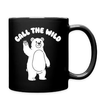 Wilder Bär winkt Cartoon - Tasse einfarbig - Schwarz - Rechts