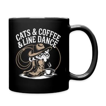 Cat Coffee Line Dance - Full Colour Mug - black - Right