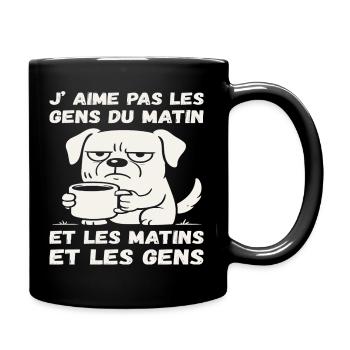 I don't like people in the morning humor dog café - Full Colour Mug - black - Right