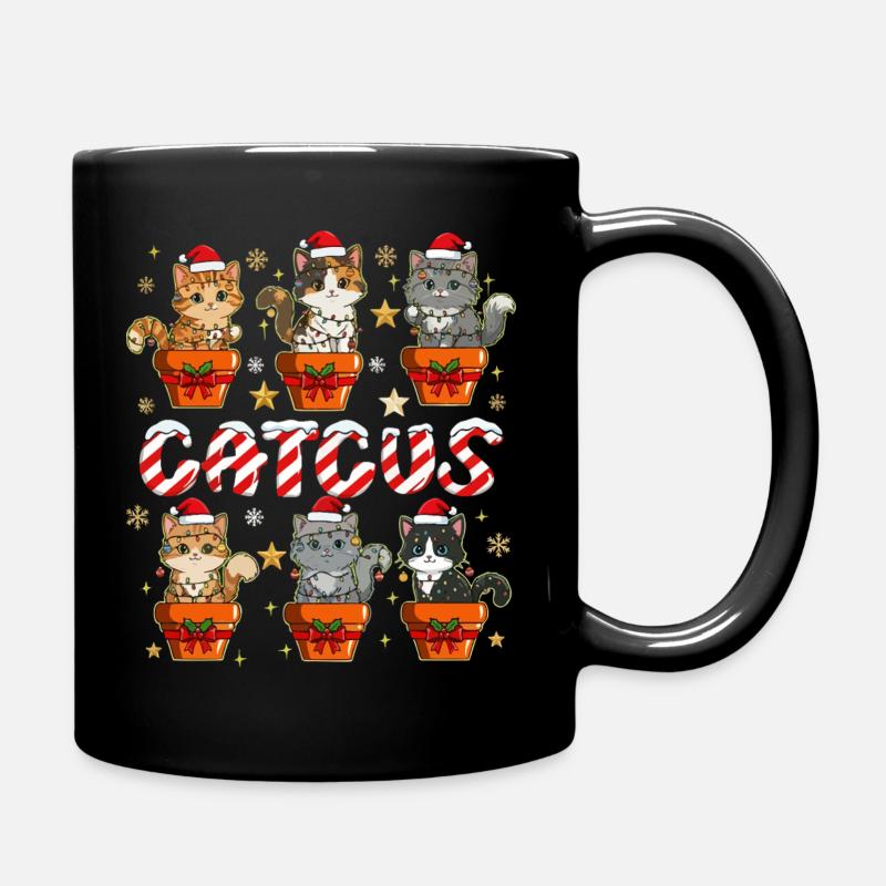Cats in the Gift Pot Christmas Magic - Full Colour Mug - black