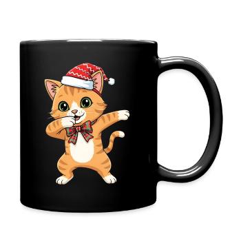 Lustige Weihnachtskatze beim Tanzen dabbing - Tasse einfarbig - Schwarz - Rechts
