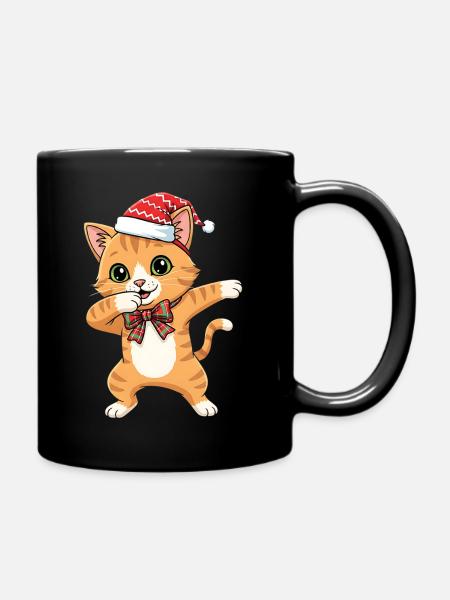 Danse drôle de Noël avec chat et dabbing. - Mug uni - noir