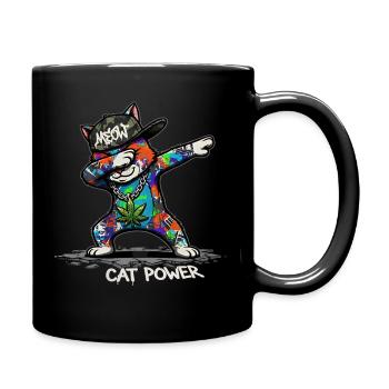 Dab Cat Power Street Art Comic Design - Mug uni - noir - Droite