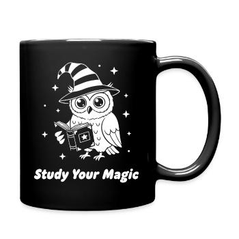 Magic owl learns magic - Full Colour Mug - black - Right