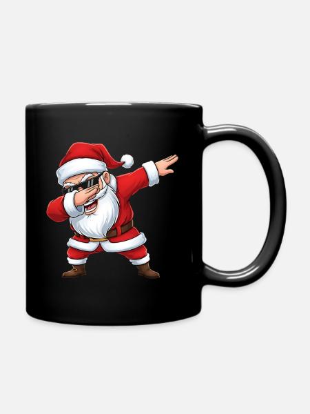 Cooler Dabbing Weihnachtsmann Cartoon Xmas - Tasse einfarbig - Schwarz