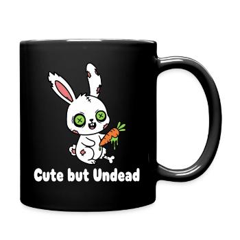 Cute zombie bunny with carrot - Full Colour Mug - black - Right