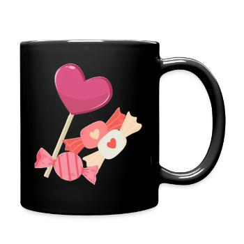 Bonbonherzen - Tasse einfarbig - Schwarz - Rechts