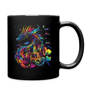 Drache Schloss Fantasie Magie Mythologie Kreatur - Tasse einfarbig - Schwarz - Rechts