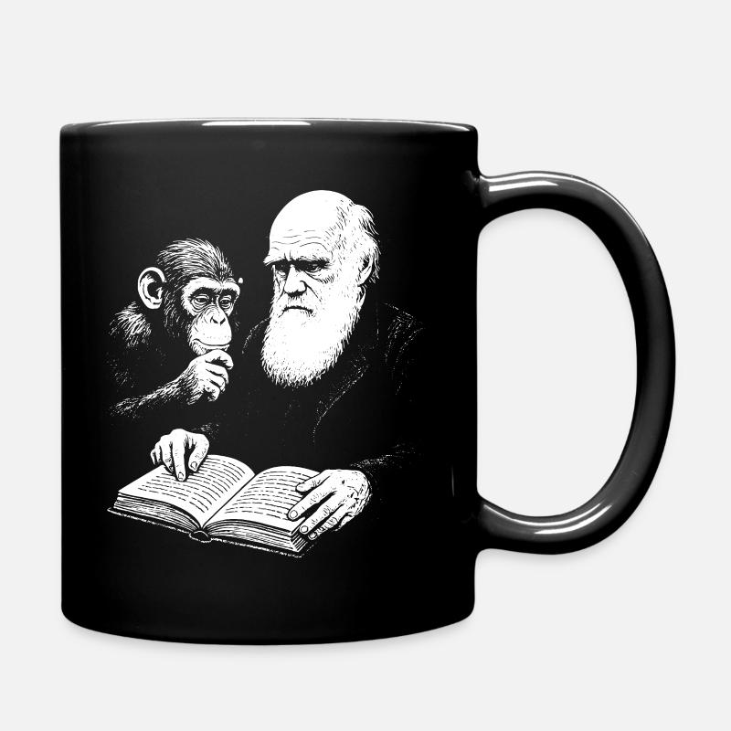 Charles Darwin lernt mit Monkey - Tasse einfarbig - Schwarz