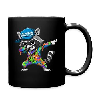 Wildstyle Dabbing Raccoon Colorful Graffiti Design - Full Colour Mug - black - Right