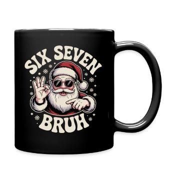 Six Seven Bruh Cool Santa Christmas Birthday - Full Colour Mug - black - Right