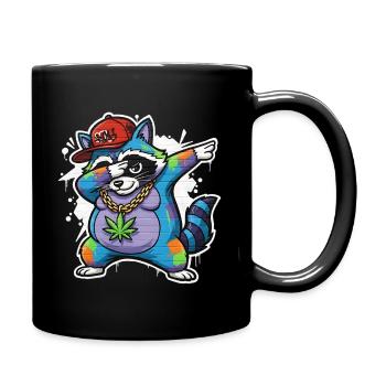 Dabbing Raccoon Graffiti Style Hip-Hop - Full Colour Mug - black - Right