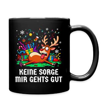 Reindeer Christmas Stress Annoyed Chaotic - Full Colour Mug - black - Right
