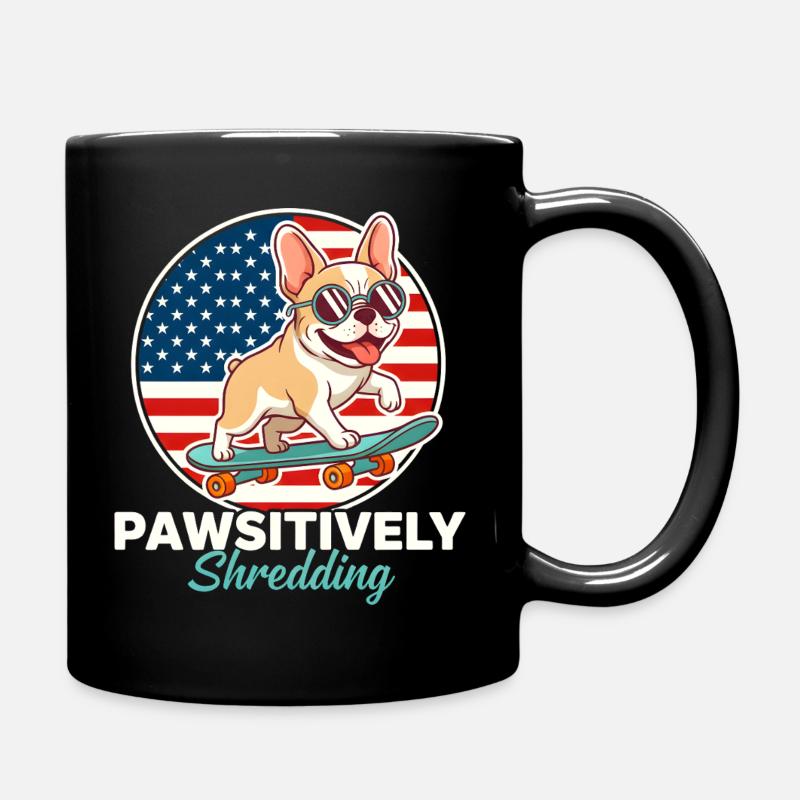Patineur bouledogue français déchirant avec patativité - Mug uni - noir