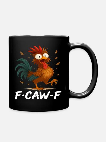 F-Caw-F Funny Rooster Screaming Meme Chicken - Full Colour Mug - black