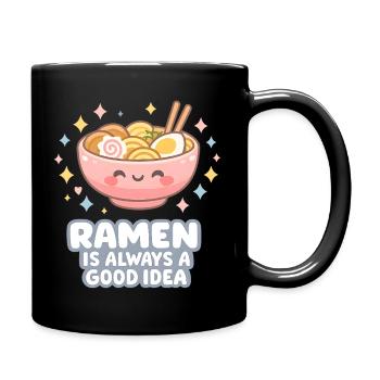Ramen Nudeln Katzenliebhaber Retro Kawaii Katzen - Tasse einfarbig - Schwarz - Rechts
