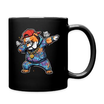 Graffiti Bulldog Hoodie Cap Street Art - Full Colour Mug - black - Right