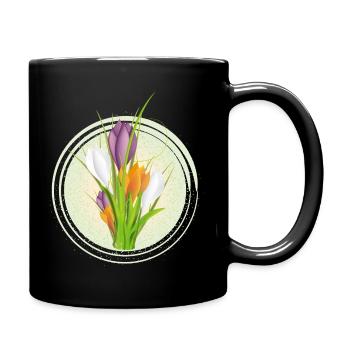 Delicate colorful crocuses in the spring circle - Full Colour Mug - black - Right