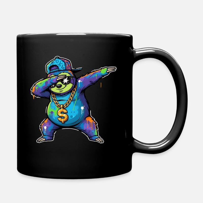 Faultier Graffiti mit Goldkette Street Art - Tasse einfarbig - Schwarz