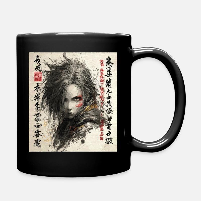 Dunkles Shinobi Porträt im Tuschestil - Tasse einfarbig - Schwarz