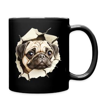 Mops - Tasse einfarbig - Schwarz - Rechts