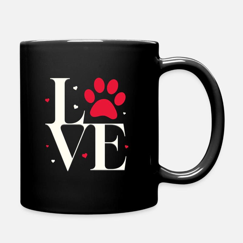 Liebe mit Pfotenabdruck - Tasse einfarbig - Schwarz