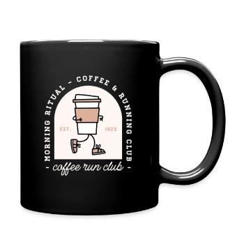 Funny coffee and running lovers run club - Full Colour Mug - black - Right