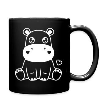 Cœur de bébé Kawaii d’hippopotame mignon - Mug uni - noir - Droite