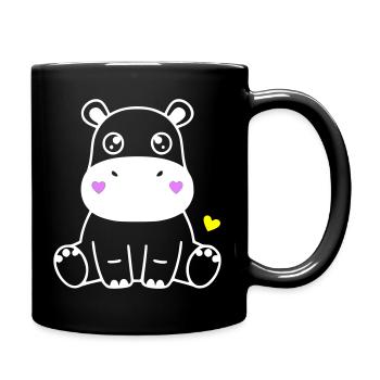 Cœur de bébé Kawaii d’hippopotame mignon - Mug uni - noir - Droite