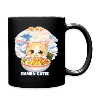 Kawaii Cats Ramen Nouilles Japon Ukiyo-E Rétro - Mug uni - noir - Droite