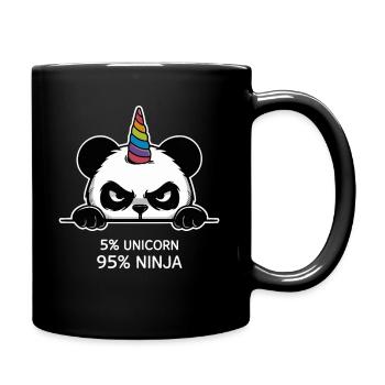 Panda Einhorn Ninja Spruch - Tasse einfarbig - Schwarz - Rechts