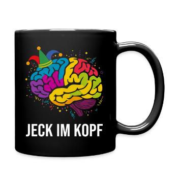 Karneval Kostüm Jeck im Kopf Fasching Zubehör 2026 - Tasse einfarbig - Schwarz - Rechts