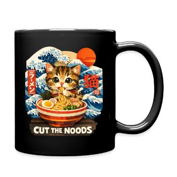 Japan Cat Ramen Noodle Retro Wave Motif - Full Colour Mug - black - Right