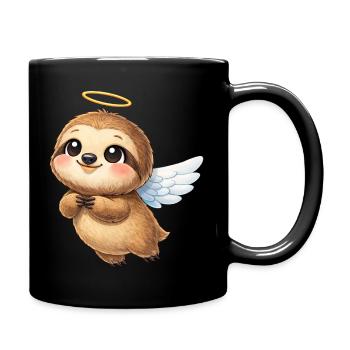 Cute Sloth Angel Cartoon Wings Friendly - Full Colour Mug - black - Right