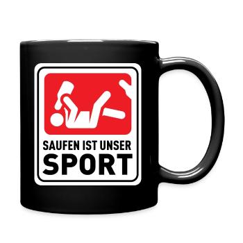Original – Saufen ist unser Sport - Tasse einfarbig - Schwarz - Rechts