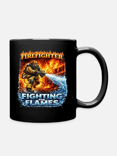 Héros pompier contre les flammes - Mug uni - noir