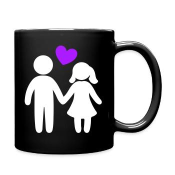 Paar Verliebt Herz - Tasse einfarbig - Schwarz - Rechts