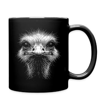 Straußenkopf  - Tasse einfarbig - Schwarz - Rechts