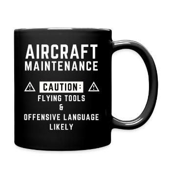 Vorsicht bei der Flugzeugwartung - Tasse einfarbig - Schwarz - Rechts