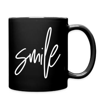 SMILE – Positives Textdesign für gute Laune - Tasse einfarbig - Schwarz - Rechts