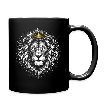 Löwe Löwenkopf König der Tiere Geschenk - Tasse einfarbig - Schwarz - Rechts