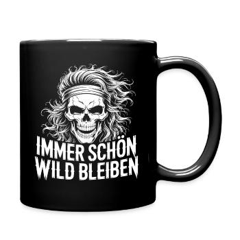 Crâne aux cheveux sauvages - Mug uni - noir - Droite