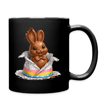 Chocolate bunny in Easter egg - Full Colour Mug - black - Right