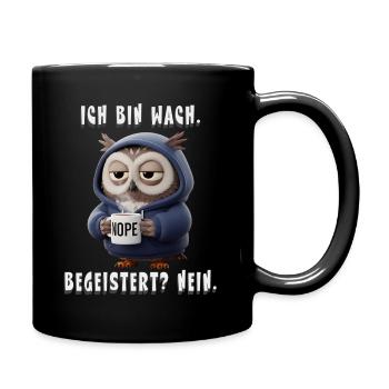 Sleepy Owl Hoodie NOPE Humor - Full Colour Mug - black - Right