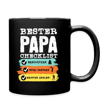 Angler Papa - Bester Papa Checklist - Tasse einfarbig - Schwarz - Rechts