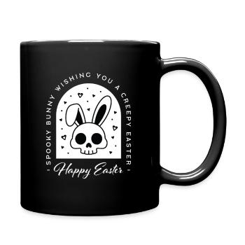 Creepy Happy Easter bunny skull gothic aesthetic - Full Colour Mug - black - Right